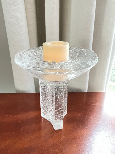 Vintage Orrefors Olympic Torch Glass Votive candle Holder 1984 Lars Hellsten