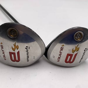 TaylorMade Burner 2008 3 & 5 Fairway Wood Set 15* 18* REAX Stiff Mens RH