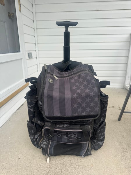 Boombah Roller Bat Bag Black with US Flag
