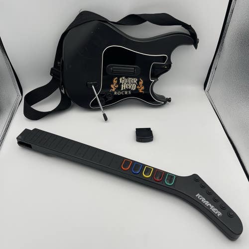 Playstation 2 PS2 Guitar Hero Kramer Striker Red Octane Wireless Guitar + Dongle