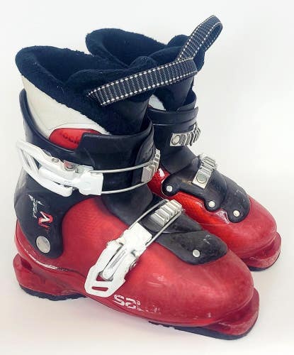Used $150 Kid's Salomon T2 Ski Boots Red Sizes 18 19 21 23.5 24.5