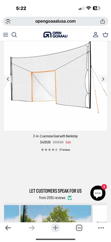 Opengoaaal lacrosse 2 in 1 lax goal w backstop