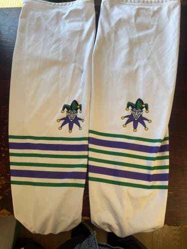 Joker purple green and White Senior Large Socks (Used)