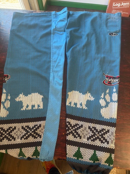 Christmas bears Blue Senior Large Athletic Knit Socks (Used)