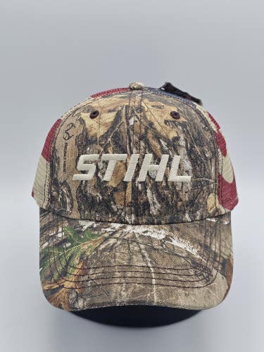 NEW Realtree STIHL Tool Chainsaw USA Flag Promo Hunting Mesh Camo Hat Snapback
