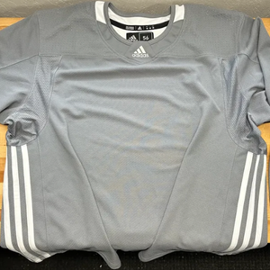 Size 56 Adidas Gray 3-Stripe Hockey Practice Jersey - Fight Strap