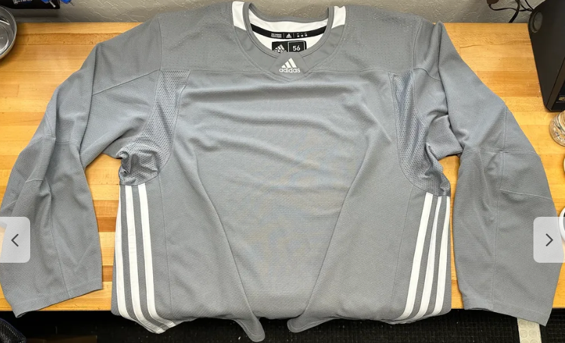 Size 56 Adidas Gray 3-Stripe Hockey Practice Jersey - Fight Strap