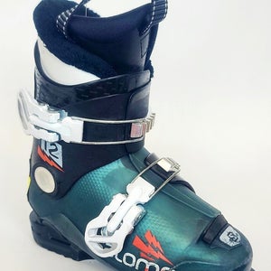 Used $150 Kid's Salomon T2 Ski Boots 2 Buckle  blue Sizes Mondo 18 19 20 21