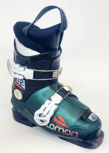 Used $150 Kid's Salomon T2 Ski Boots 2 Buckle  blue Sizes Mondo 18 19 20 21