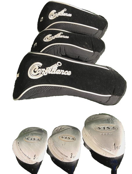 Confidence Golf Visa Wood Set 10.5* Driver, 3w 5w RH Regular Graphite New Grips