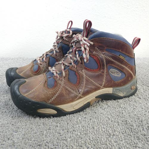 Keen KeenDry Womens Size 8 Hiking Boots Brown Blue Leather Waterproof Outdoor