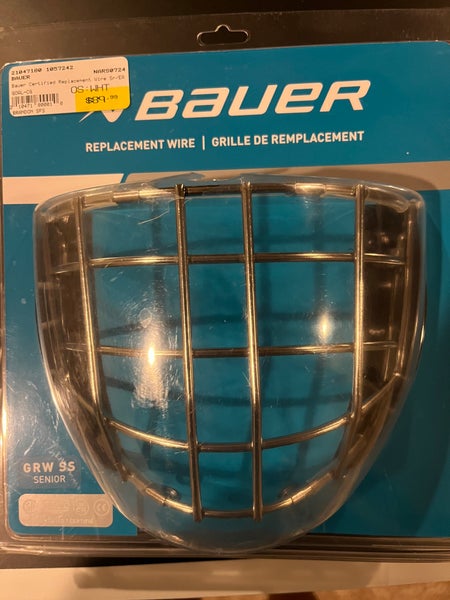 2 - Senior 2022 Small Bauer Goalie Mask (New): white and steel color