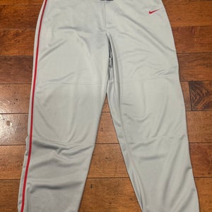 Gray Men's XL Adult Nike swingman Game Pants (New) gray with red stripe