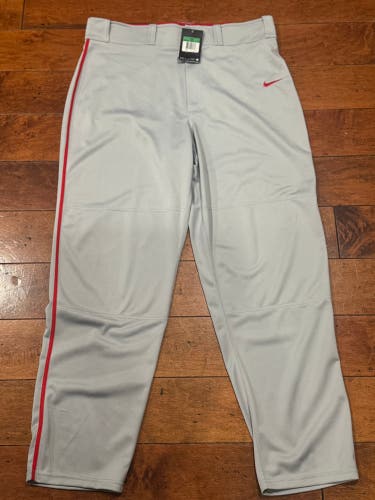 Gray Men's XL Adult Nike swingman Game Pants (New) gray with red stripe