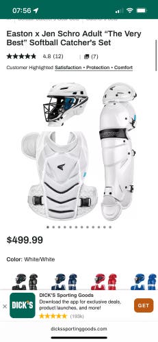 Easton Jen schro the very best edition Catcher's Combo (Used) all white