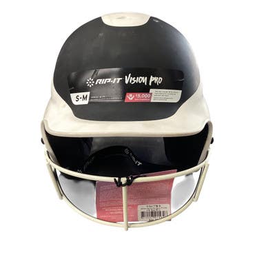 Used RIP-IT BLACK/WHITE HELMET Batting Helmet w/Mask Black S/M 11760-S000082861