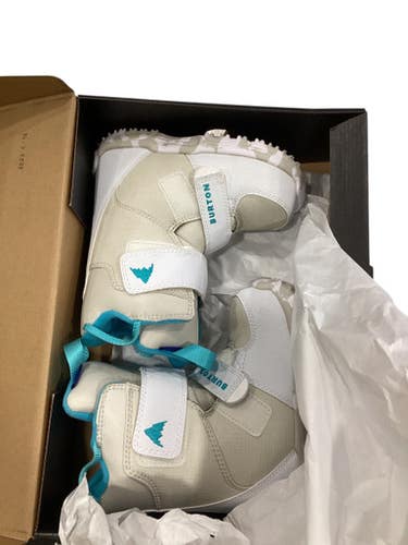 Used Burton KIDS MINI GROM BOOTS Girls Snowboard Boots White Youth 13.0 11884-S000053694