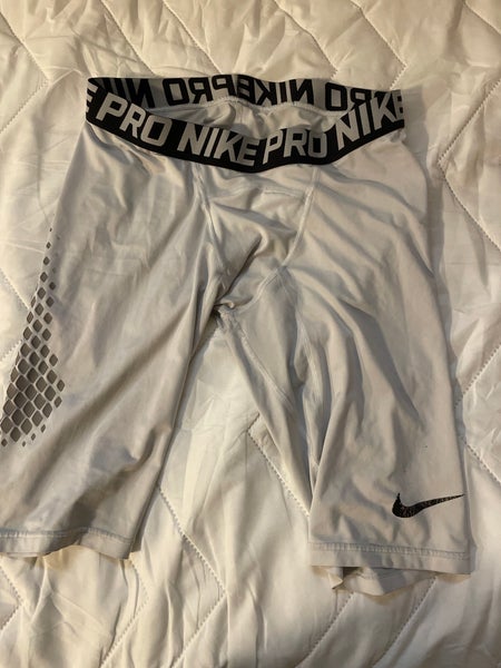 Nike Pro Dri Fit Used White Large Men's Compression Sliders / Shorts