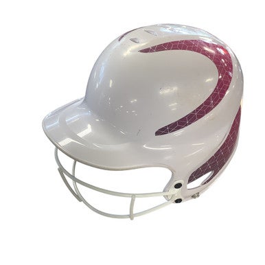 Used RIP-IT BATTING HELMET SOFTBALL WHITE PINK Batting Helmet w/Mask White MD 11479-S000403847