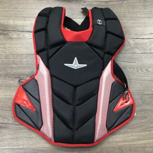 All Star MVP Pro Adult Catcher's Gear Chest Protector Helmet Baseball Red Black (New)