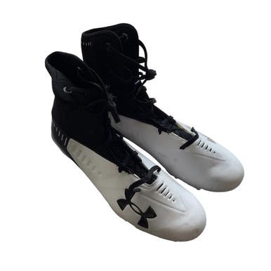 Used Under Armour HIGHLIGHT SELECT Adult FB Cleats Black And White Senior 12 11479-S000403537