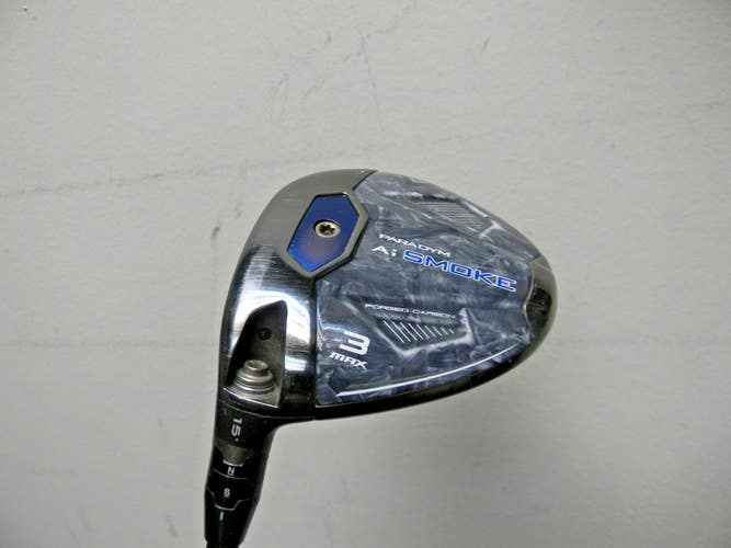LEFT HAND CALLAWAY PARADYM Ai SMOKE MAX FAIRWAY WOOD # 3 15* CYPHER 50g SENIOR