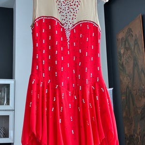 (New) Red Figure Skating Dress, Adult Small.