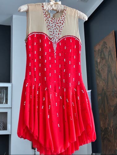 (New) Red Figure Skating Dress, Adult Small.