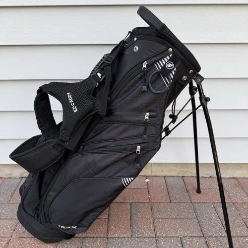 Tour X Pinseeker Golf Bag Stand Carry Black Gray Dual Straps 4 Way Dividers
