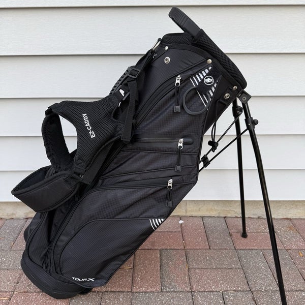 Tour X Pinseeker Golf Bag Stand Carry Black Gray Dual Straps 4 Way Dividers