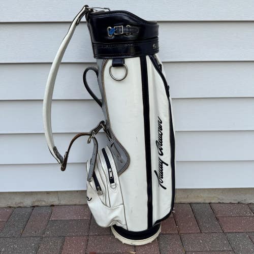 Vintage Tommy Armour Golf Company Golf Bag White Navy Blue 6 Way Dividers