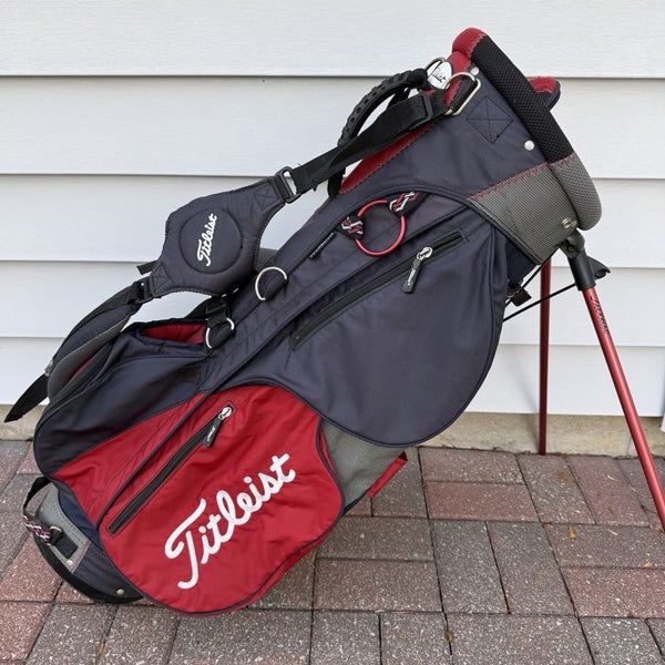 Titleist 3 Way Stand Carry Golf Bag Blue Red White Logos Dual Straps