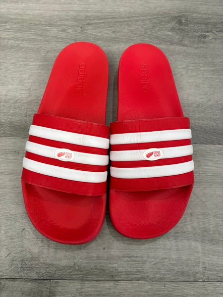 Detroit Red Wings Red Men's Adult Player Worn Adidas Sandals (Used)