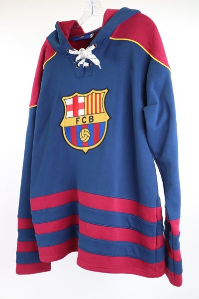 FCB Barcelona Hockey Lace Up Pullover Hoodie Navy Men's XL NWT
