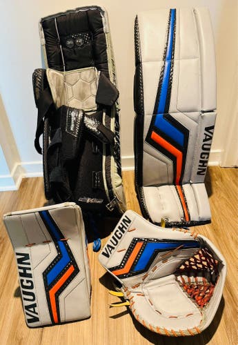 Vaughn Pro V Elite Pro Carbon Goalie Pads 35+2 Trapper Blocker Grey/Black/Orange/Blue