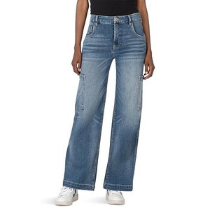 KUT from the Kloth Jodi Jeans Women's 6 Petite Blue Denim Fab Ab Wide Leg QLW886