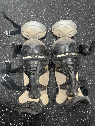 Used Rawlings SHIN GUARDS Catchers Leg Guards Black Youth 11849-S000032116