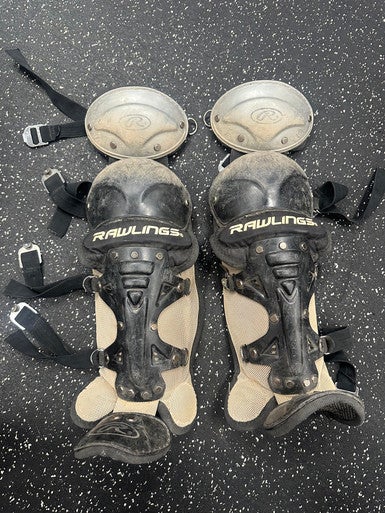 Used Rawlings SHIN GUARDS Catchers Leg Guards Black Youth 11849-S000032116