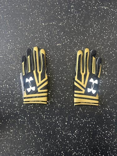 Used Under Armour SPOTLIGHT PRO FB Gloves Black And Tan LG 11849-S000032264