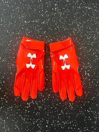 Used Under Armour SPOTLIGHT FB Gloves Orange LG 11849-S000032266
