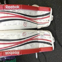 Used Reebok 14K SR Goalie Leg Pads Senior Red 34" 11339-S000195098