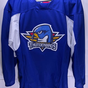 Used Springfield Thunderbirds CCM Pro Stock Practice Jersey Royal Blue Size 58