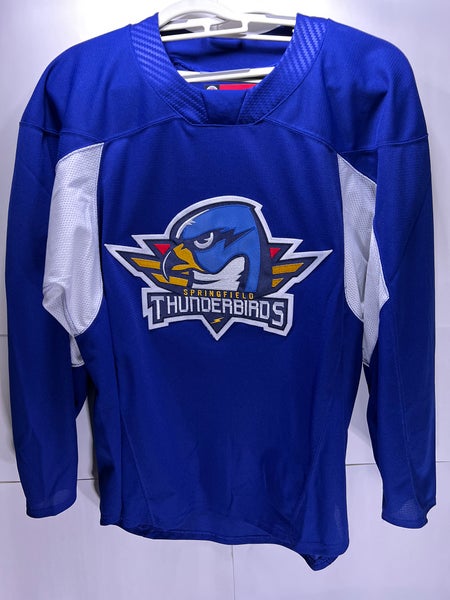 Used Springfield Thunderbirds CCM Pro Stock Practice Jersey Royal Blue Size 58