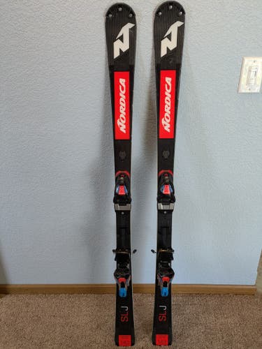 143 cm Nordica Dobermann SLJ Skis With Bindings Max Din 10 (Used)