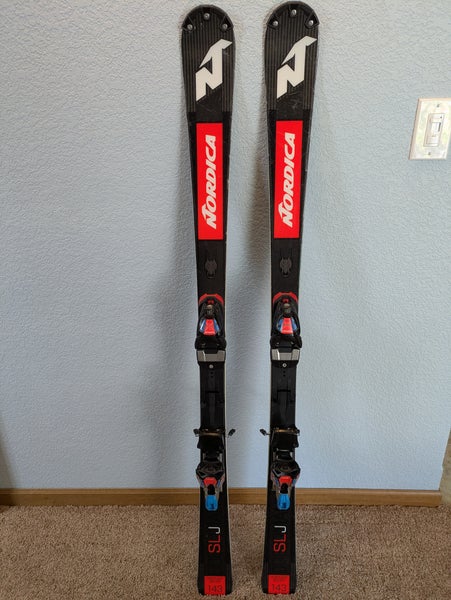 143 cm Nordica Dobermann SLJ Skis With Bindings Max Din 10 (Used)