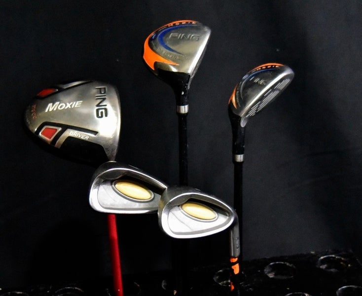 PING MOXIE GOLF SET DRIVER (32"), WOOD, HYBRID, 7 (31") AND 9 IRONS, JUNIOR FLEX
