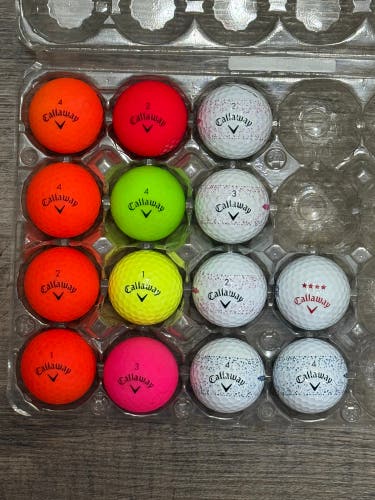 14 Callaway Supersoft Golf Balls - Colored and Splatter 360 Design, 5A Mint