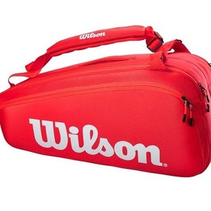 *NWT* WILSON SUPER TOUR TENNIS 9PK BAG (RED) #WR8010501001. MSRP: $130