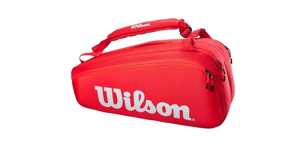 *NWT* WILSON SUPER TOUR TENNIS 9PK BAG (RED) #WR8010501001. MSRP: $130