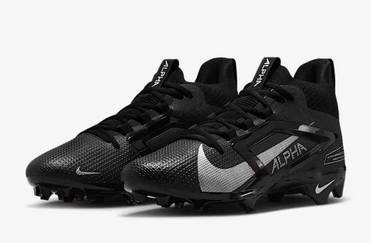 new men's 10 Nike Alpha Menace Elite 4 Football Cleats Black silver FD7036-002